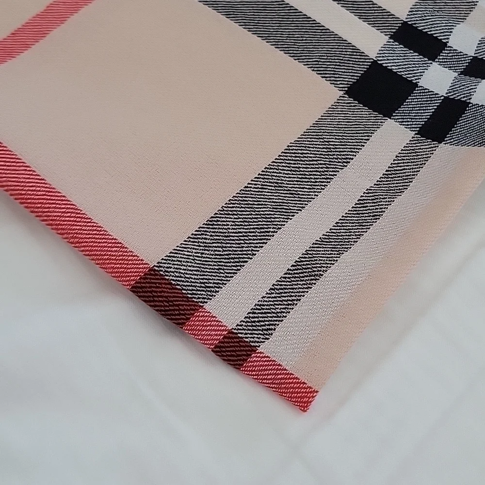 Pashmina Silk Tartan Plaid Long Brown Tan Nova Check Pattern Fringe New Scarf